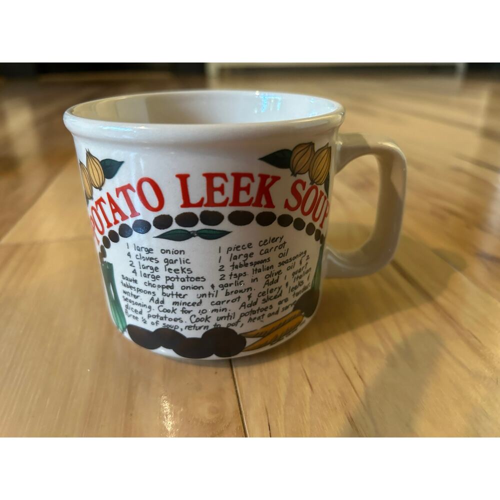 Westwood Stoneware Coffee/Soup Mug With Recipe Potato Leek Soup, Lunch/Dinner